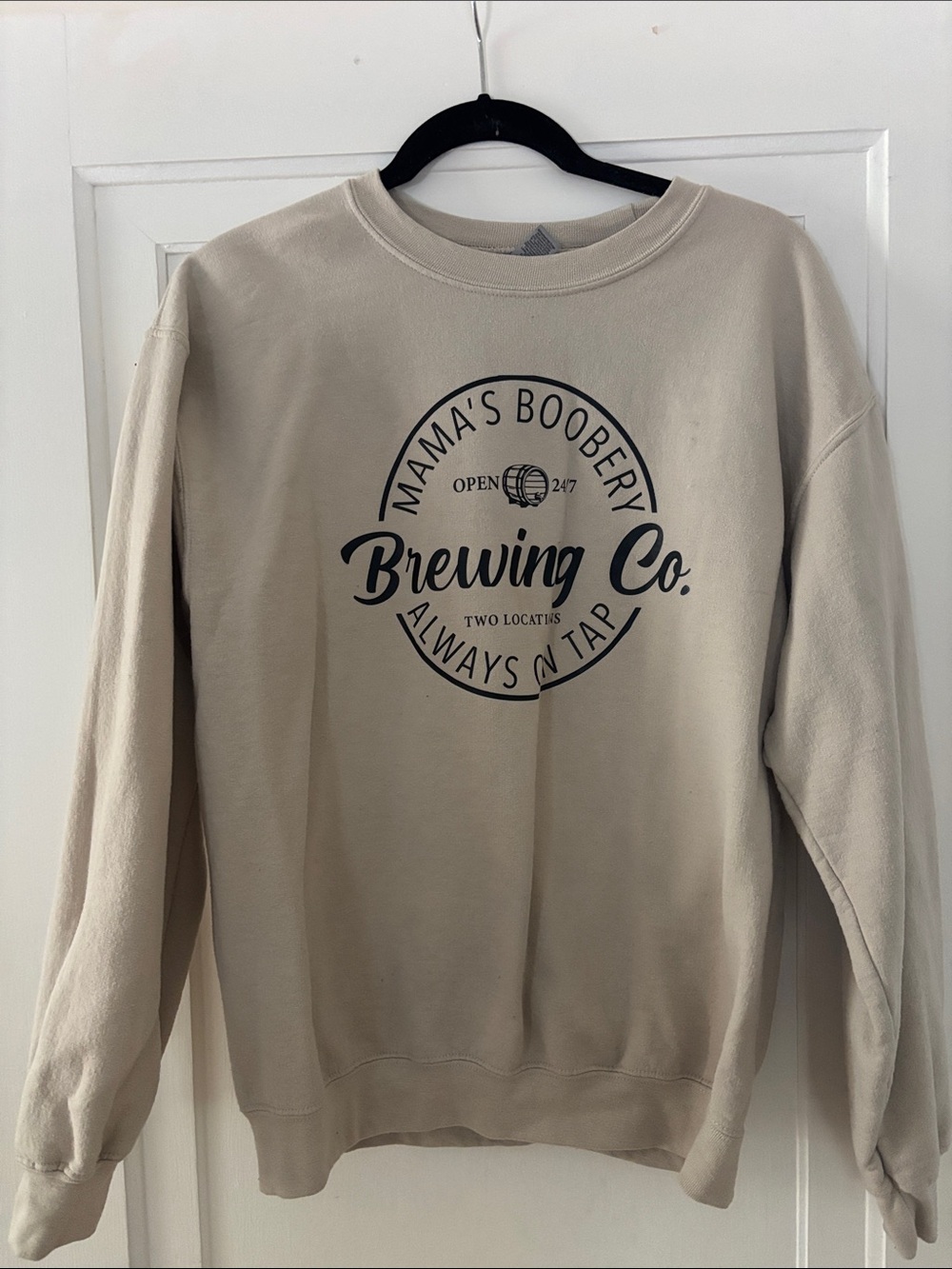 Gildan Cream Crewneck Sweatshirt with Black Brewing Co. Logo